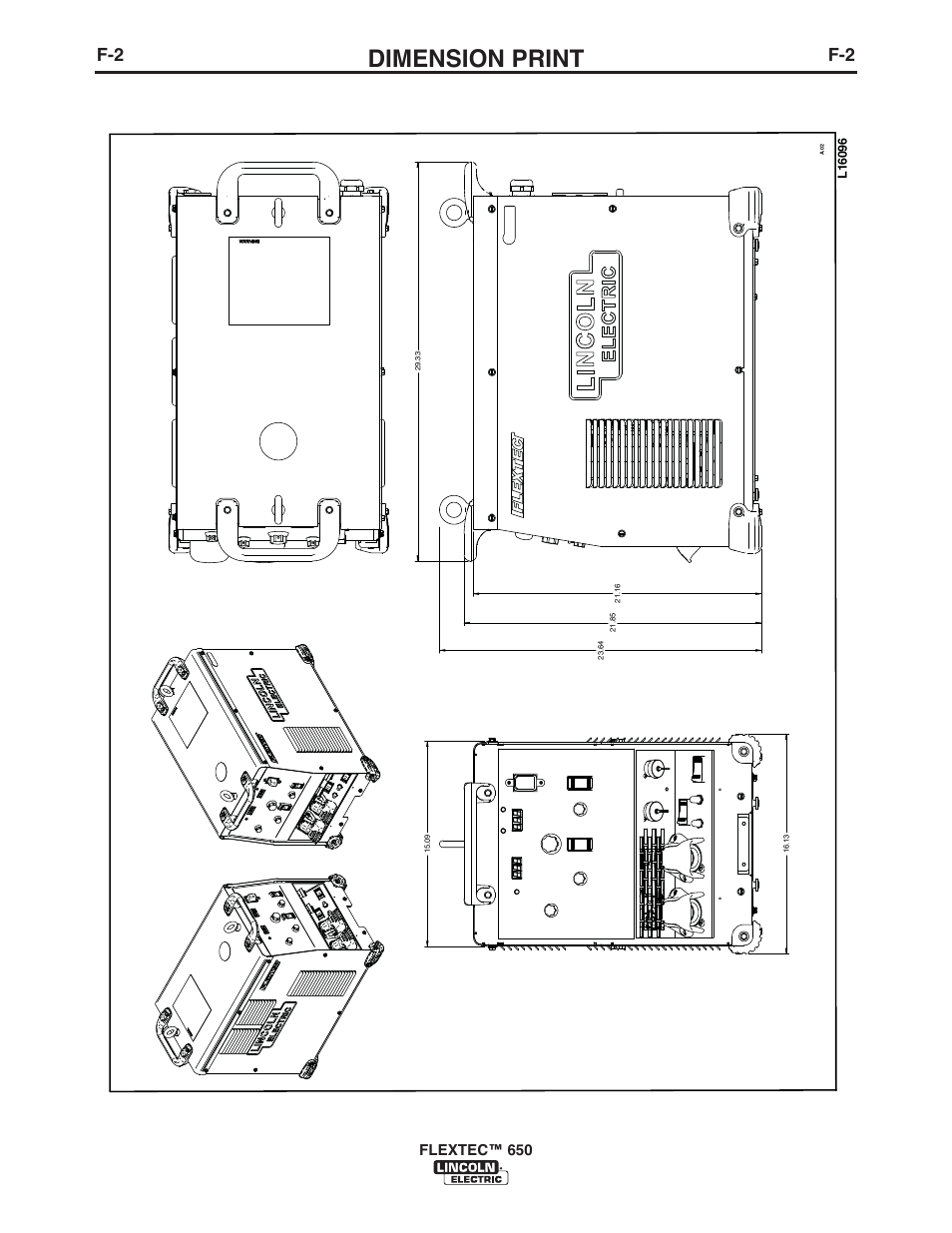 Dimension print, Flextec™ 650 | Lincoln Electric IM10132 FLEXTEC 650 User Manual | Page 36 / 56