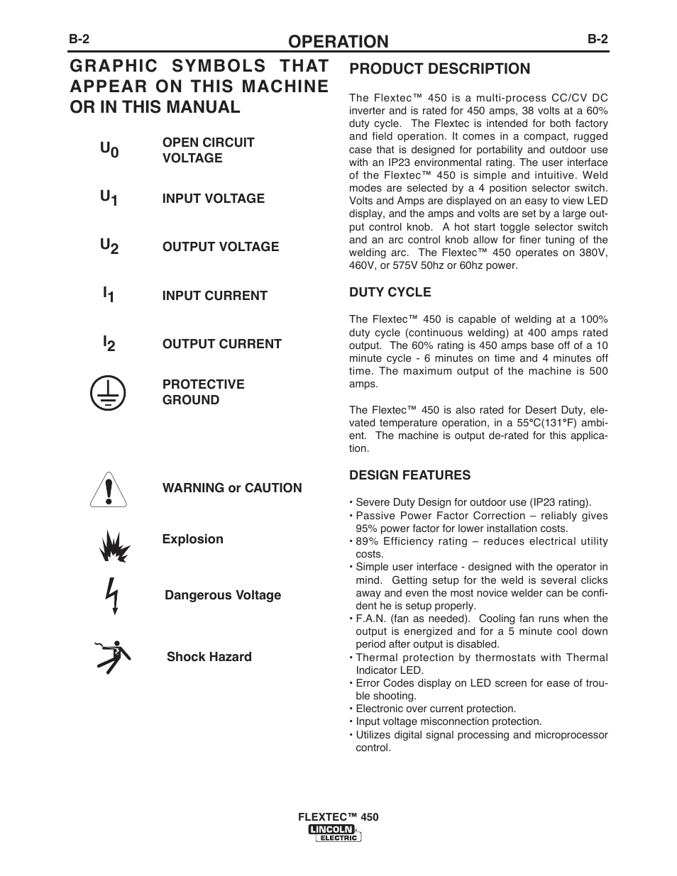 Operation, Product description | Lincoln Electric IM10062 FLEXTEC 450 User Manual | Page 19 / 72