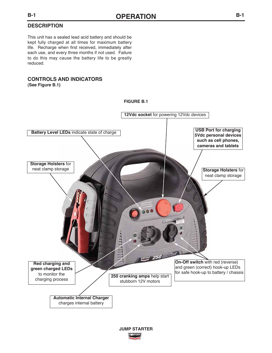 Operation | Lincoln Electric IM10139 JUMP STARTER User Manual | Page 6 / 12