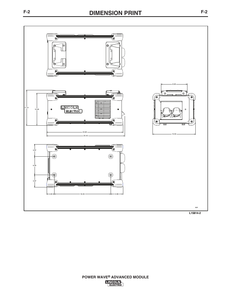 Dimension print, Power wave, Advanced module | Lincoln Electric IM10149 POWER WAVE ADVANCED MODULE User Manual | Page 42 / 46