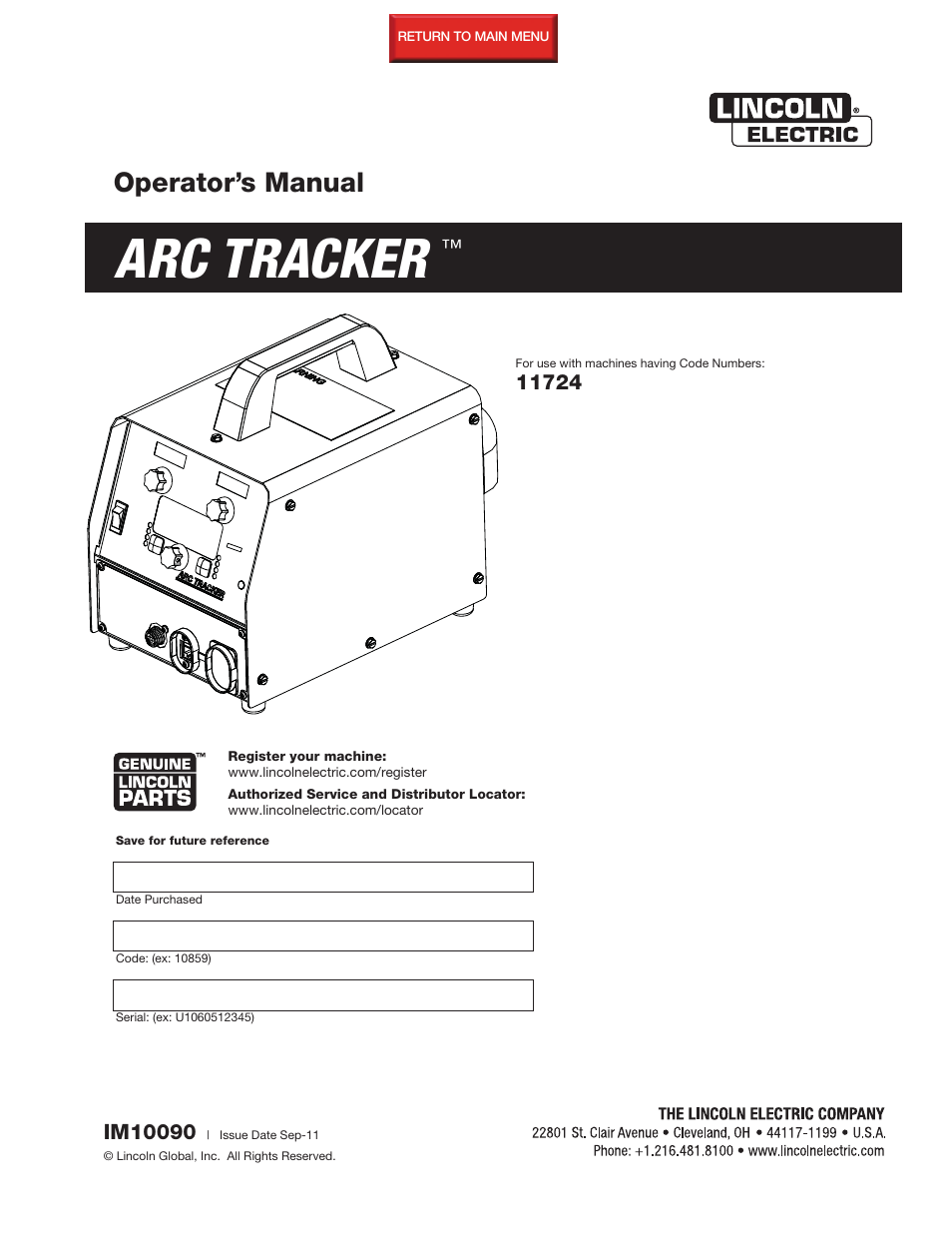 Lincoln Electric IM10090 ARC TRACKER User Manual | 48 pages