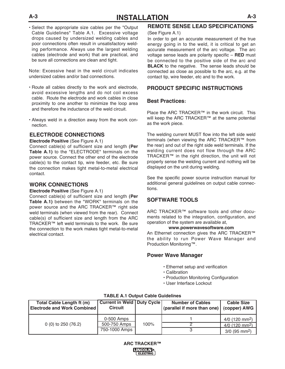 Installation | Lincoln Electric IM10090 ARC TRACKER User Manual | Page 12 / 48