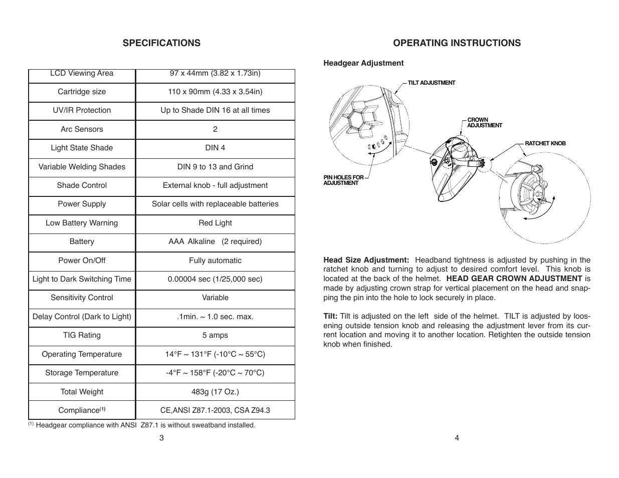 Lincoln Electric IM10147 AUTO-DARKENING HELMET User Manual | Page 6 / 12