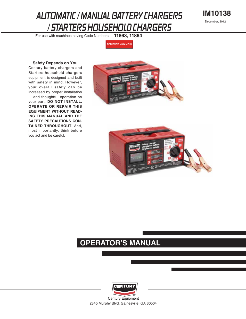 Lincoln Electric IM10138 Battery Charger K3152-1_K3153-1 User Manual | 16 pages