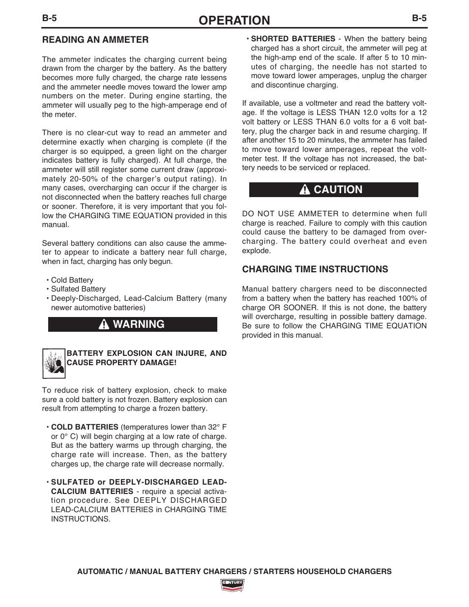 Operation, Warning caution | Lincoln Electric IM10138 Battery Charger K3152-1_K3153-1 User Manual | Page 11 / 16