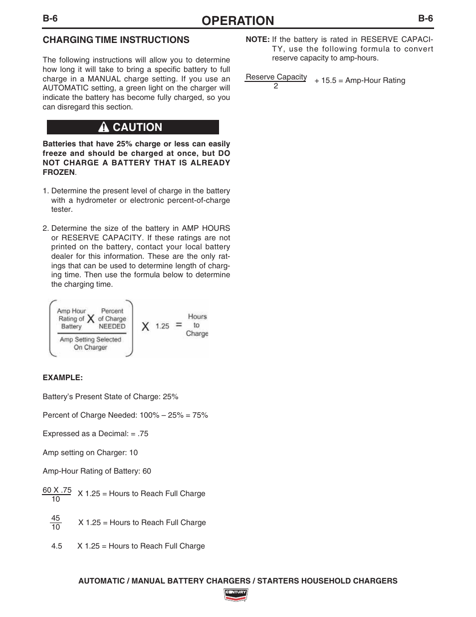 Operation, Caution | Lincoln Electric IM10138 Battery Charger K3152-1_K3153-1 User Manual | Page 12 / 16