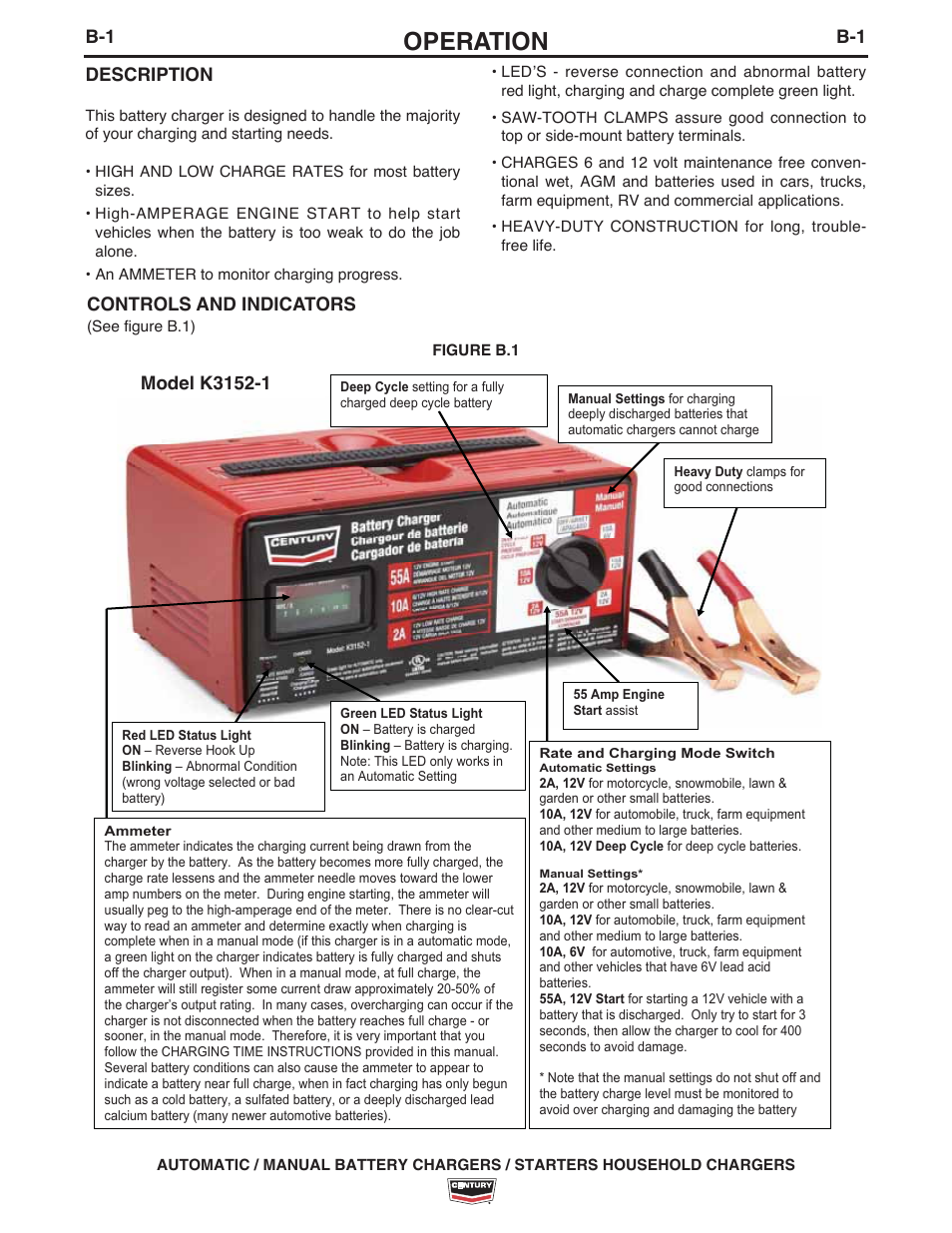 Operation | Lincoln Electric IM10138 Battery Charger K3152-1_K3153-1 User Manual | Page 7 / 16