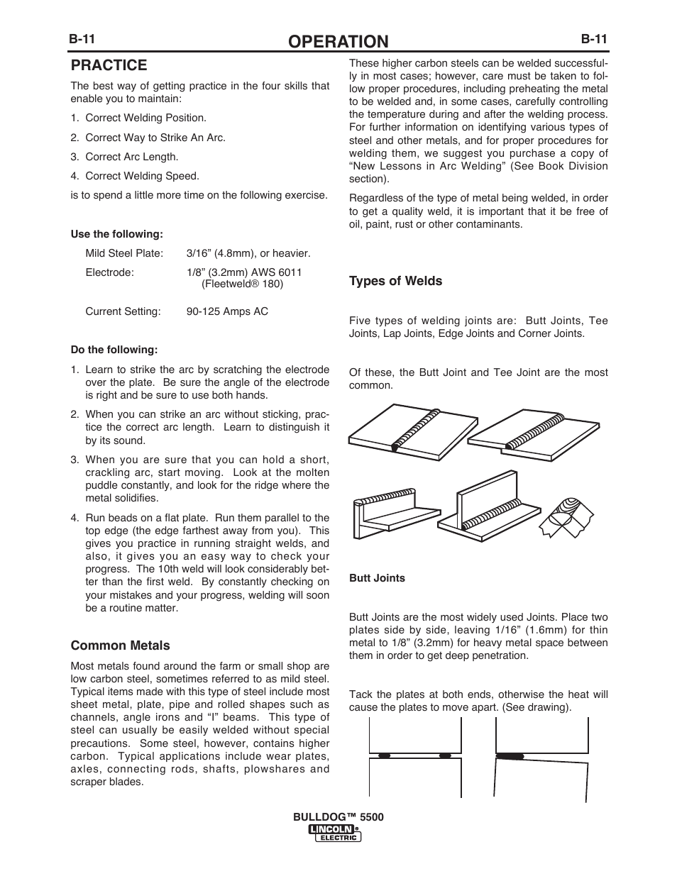 Operation, Practice | Lincoln Electric IM10074 BULLDOG 5500 User Manual | Page 25 / 56