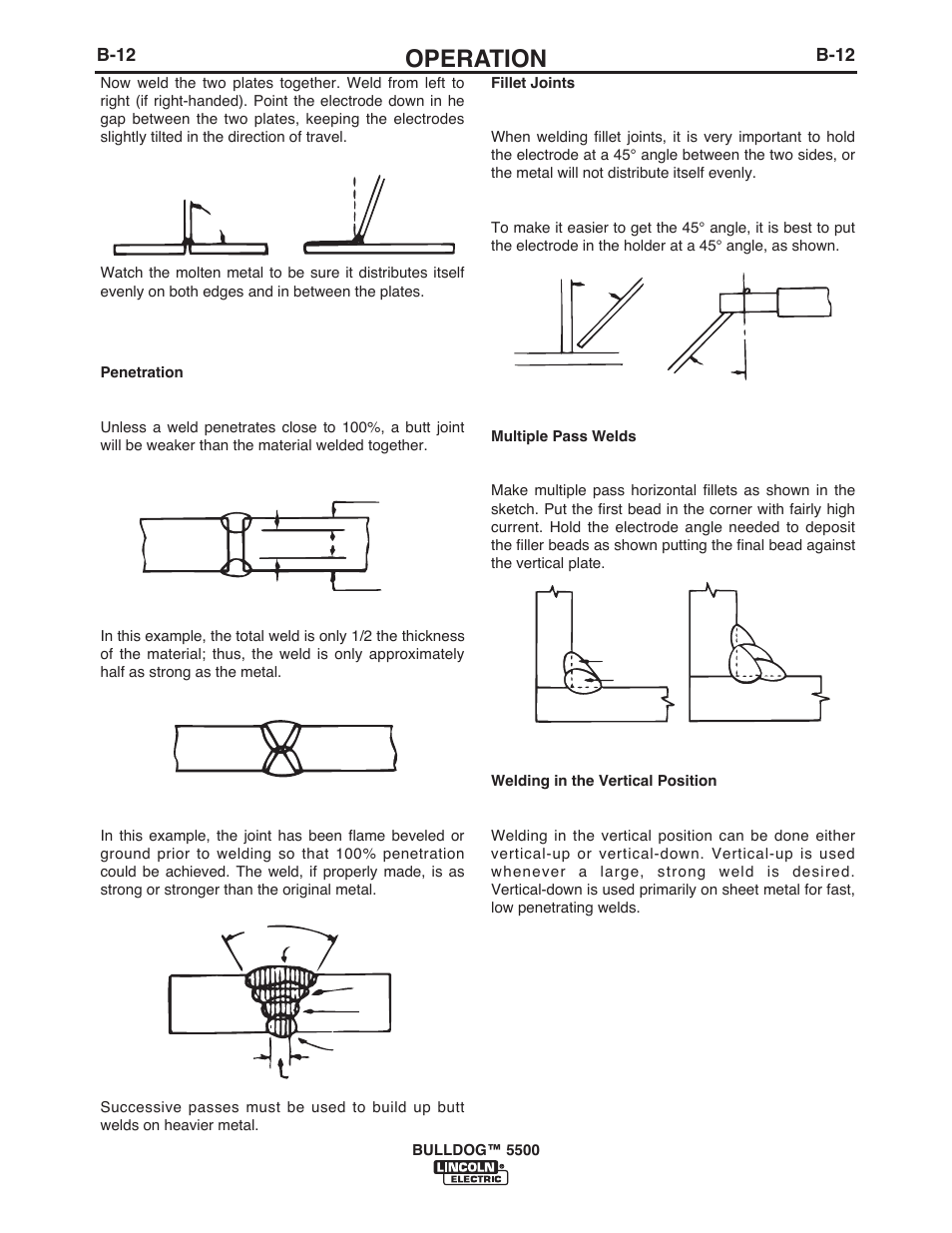 Operation, B-12 | Lincoln Electric IM10074 BULLDOG 5500 User Manual | Page 26 / 56