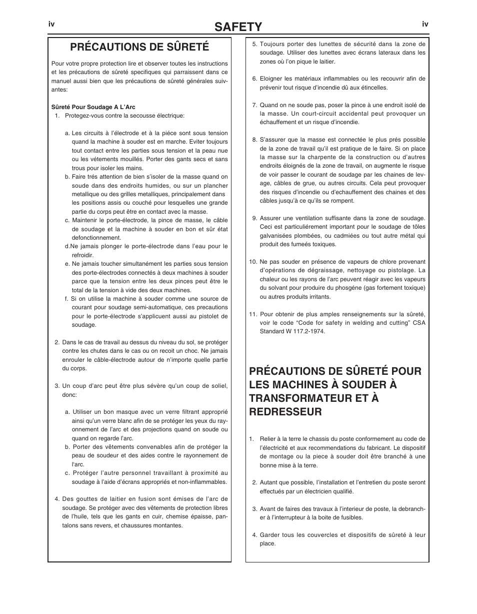 Safety, Précautions de sûreté | Lincoln Electric IM10067 CENTURY AC120 User Manual | Page 5 / 20