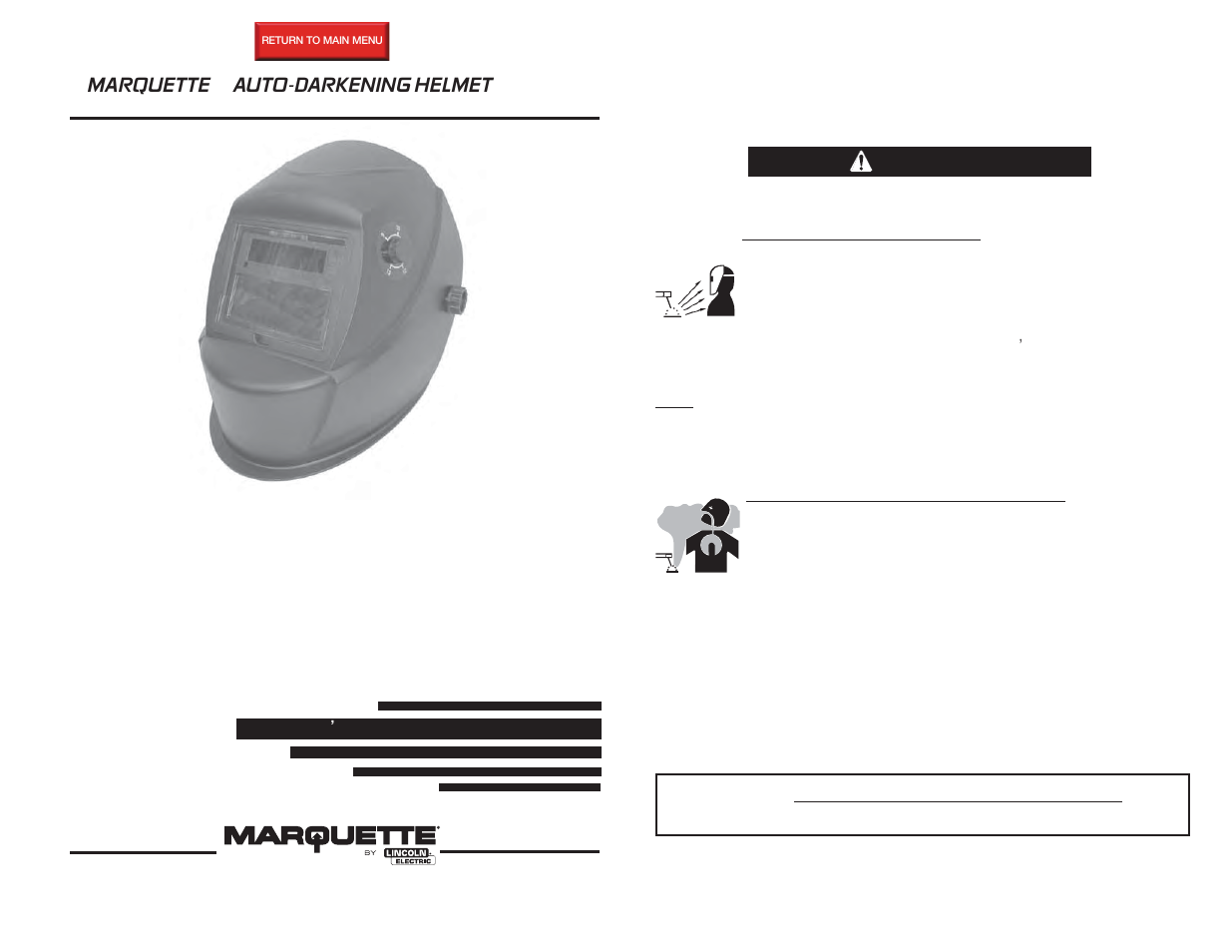 Lincoln Electric IM10146 MARQUETTE AUTO-DARKENING HELMET User Manual | 8 pages