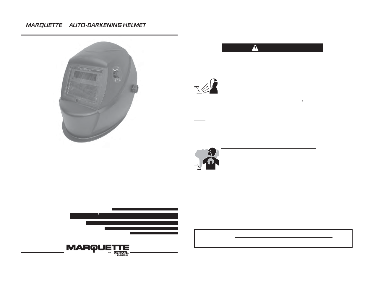 Warning | Lincoln Electric IM10146 MARQUETTE AUTO-DARKENING HELMET User Manual | Page 2 / 8