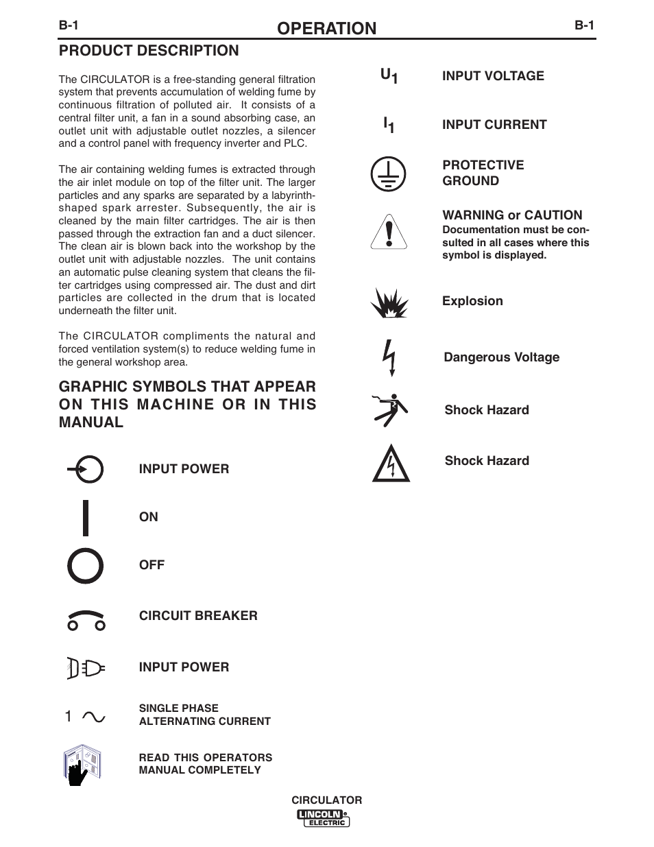 Operation | Lincoln Electric IM10109 CIRCULATOR User Manual | Page 17 / 33