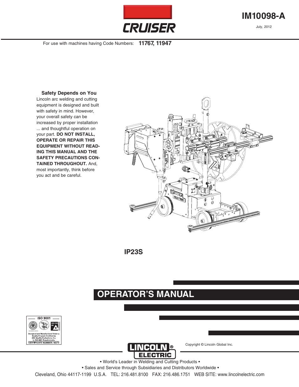 Lincoln Electric IM10098 CRUISER User Manual | 54 pages