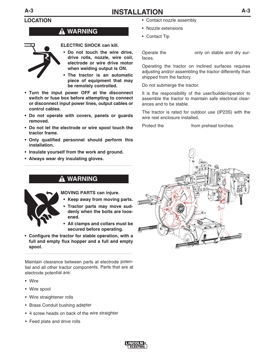 Installation, Warning | Lincoln Electric IM10098 CRUISER User Manual | Page 10 / 54