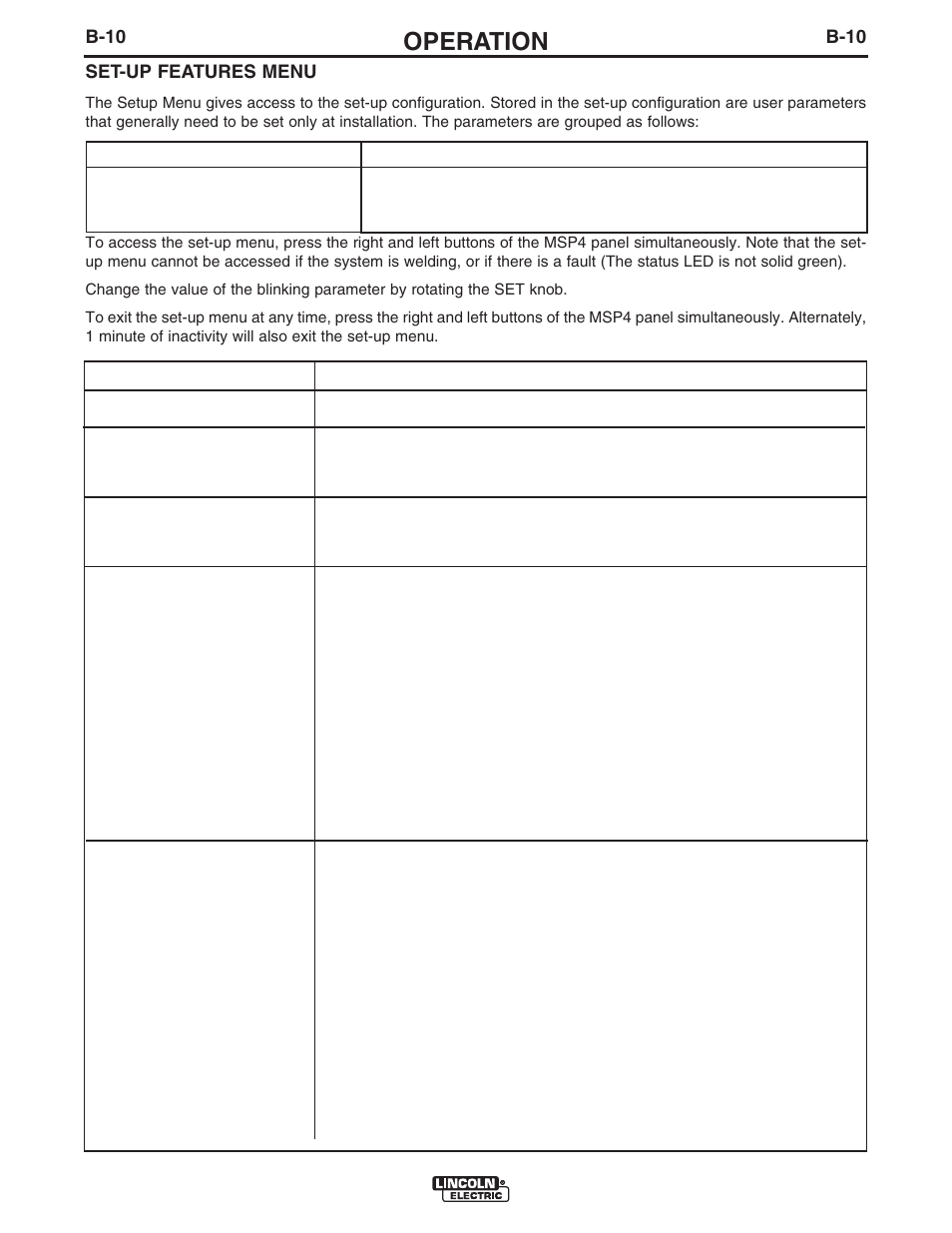 Operation, Parameter, Definition | P.12 | Lincoln Electric IM10098 CRUISER User Manual | Page 42 / 54