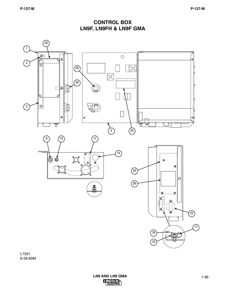 Control box ln9f, ln9fh & ln9f gma | Lincoln Electric IM294 LN-9 SEMIAUTOMATIC WIRE FEEDER User Manual | Page 100 / 148