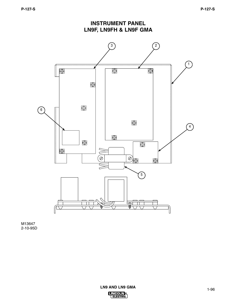 Instrument panel ln9f, ln9fh & ln9f gma | Lincoln Electric IM294 LN-9 SEMIAUTOMATIC WIRE FEEDER User Manual | Page 108 / 148