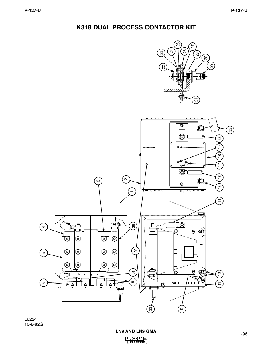 K318 dual process contactor kit | Lincoln Electric IM294 LN-9 SEMIAUTOMATIC WIRE FEEDER User Manual | Page 112 / 148