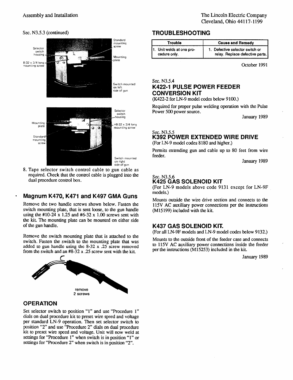 Lincoln Electric IM294 LN-9 SEMIAUTOMATIC WIRE FEEDER User Manual | Page 46 / 148