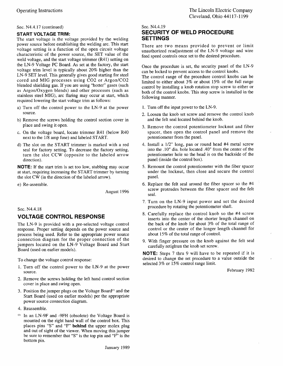 Lincoln Electric IM294 LN-9 SEMIAUTOMATIC WIRE FEEDER User Manual | Page 56 / 148