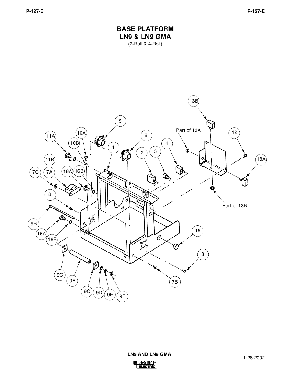 Base platform ln9 & ln9 gma | Lincoln Electric IM294 LN-9 SEMIAUTOMATIC WIRE FEEDER User Manual | Page 78 / 148