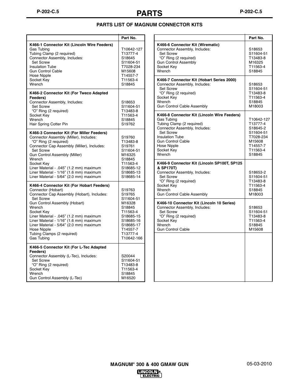 Parts | Lincoln Electric IM274 LN-8 SEMIAUTOMATIC WIRE FEEDER User Manual | Page 79 / 140