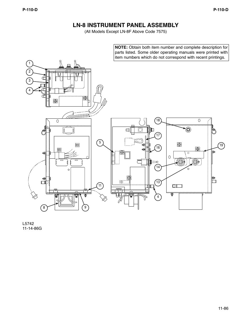 Ln-8 instrument panel assembly | Lincoln Electric IM274 LN-8 SEMIAUTOMATIC WIRE FEEDER User Manual | Page 84 / 140