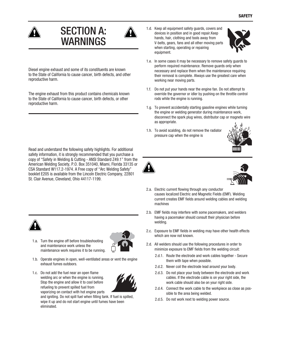 For engine powered equipment, Electric and magnetic fields may be dangerous | Lincoln Electric IM10163 FLEX FEED 74 HT User Manual | Page 3 / 80