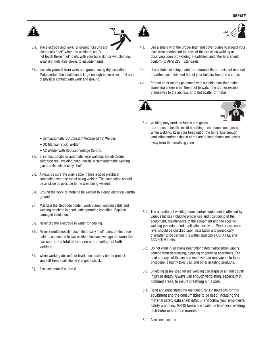 Electric shock can kill, Arc rays can burn, Fumes and gases can be dangerous | Lincoln Electric IM10163 FLEX FEED 74 HT User Manual | Page 4 / 80