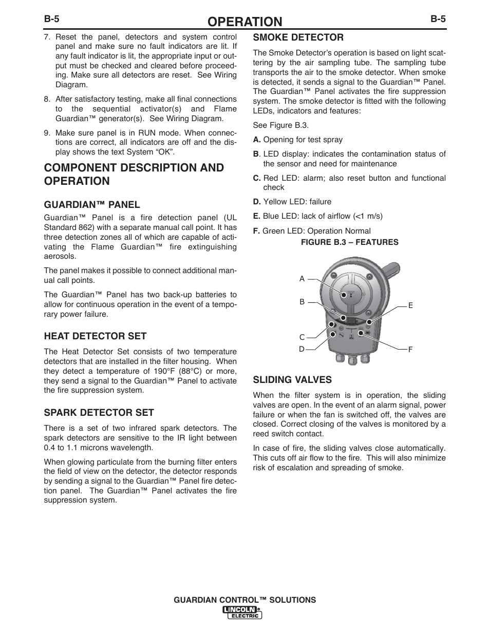 Operation, Component description and operation | Lincoln Electric P709 GUARDIAN CONTROL SOLUTIONS User Manual | Page 55 / 80