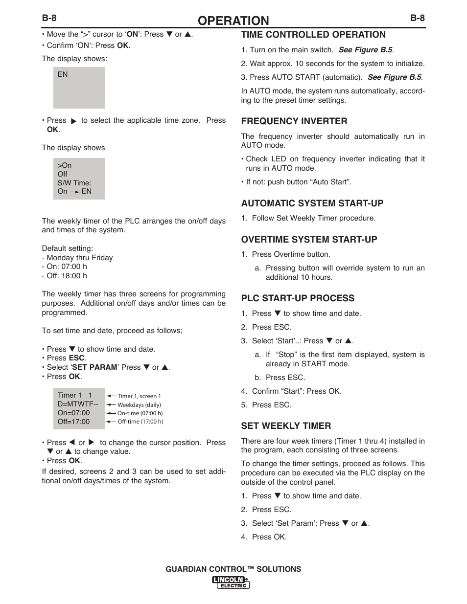 Operation | Lincoln Electric P709 GUARDIAN CONTROL SOLUTIONS User Manual | Page 58 / 80