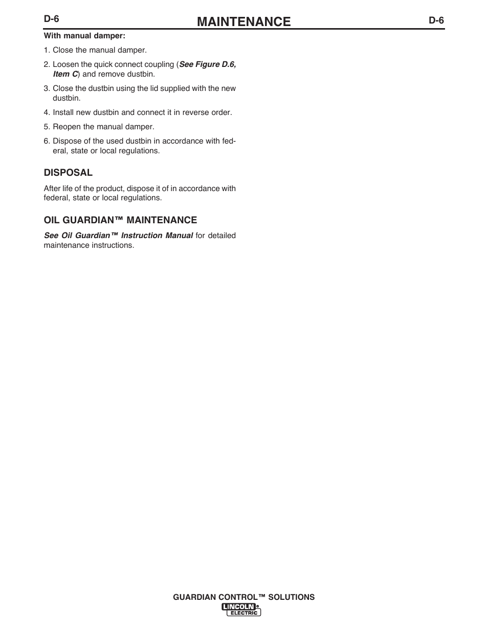 Maintenance | Lincoln Electric P709 GUARDIAN CONTROL SOLUTIONS User Manual | Page 69 / 80