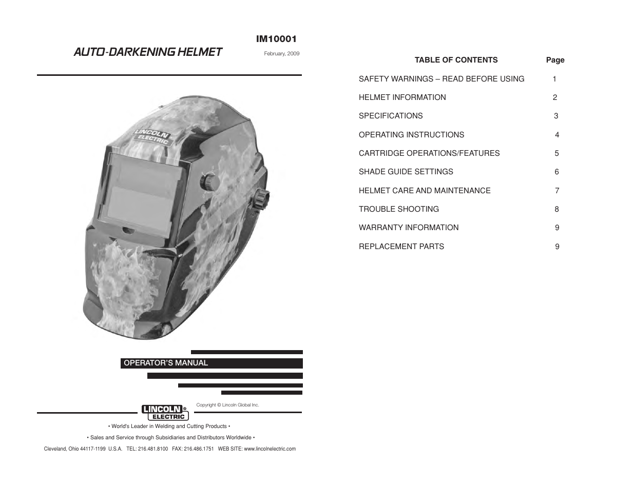 Auto-darkening helmet | Lincoln Electric IM10001 AUTO-DARKENING HELMET User Manual | Page 2 / 12