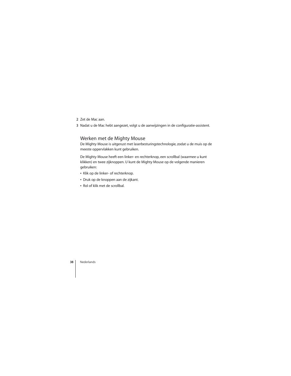 Werken met de mightymouse, Werken met de mighty mouse | Apple Mighty Mouse (Drahtlose) User Manual | Page 38 / 101