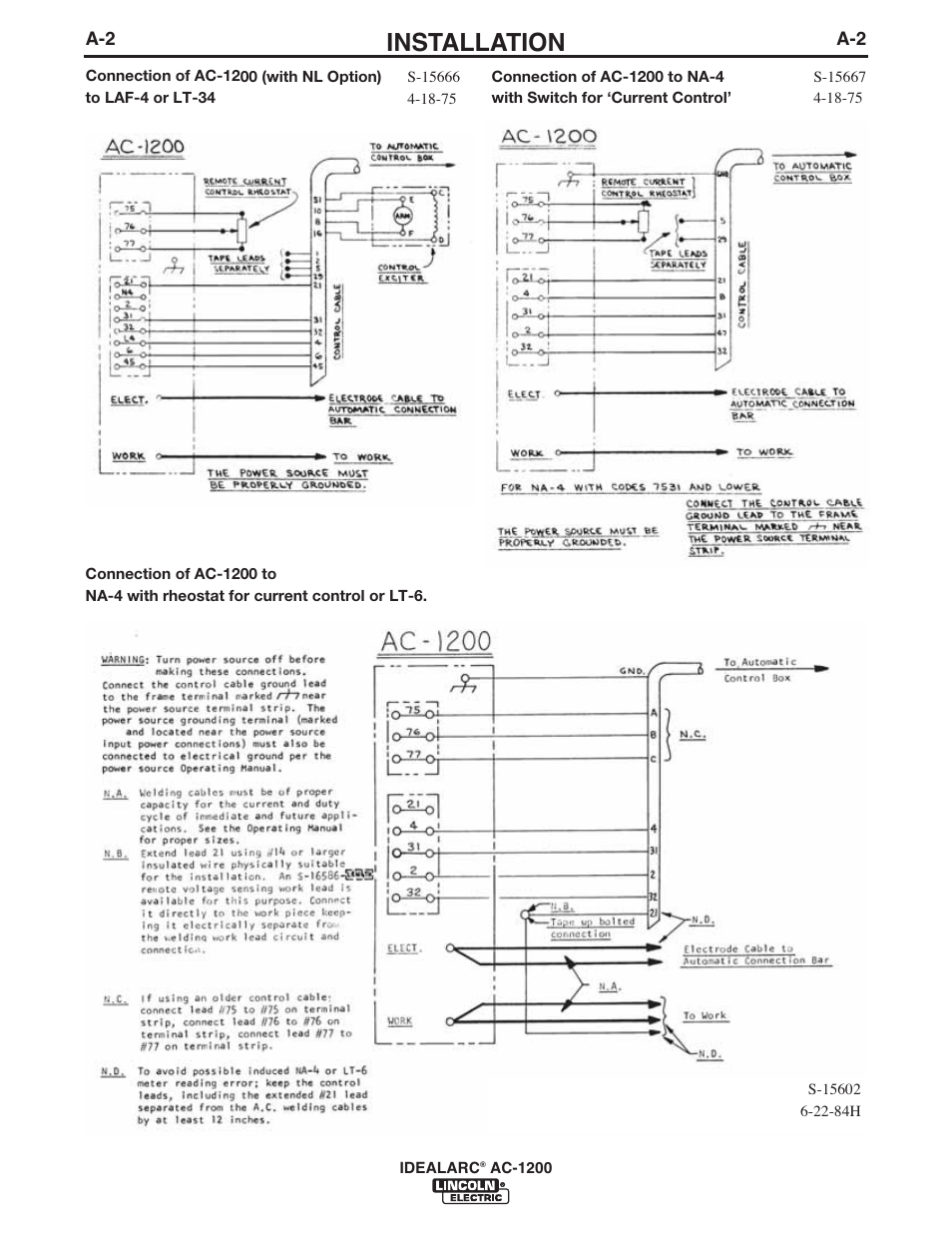 Installation | Lincoln Electric IM283 IDEALARC AC-1200 User Manual | Page 9 / 27