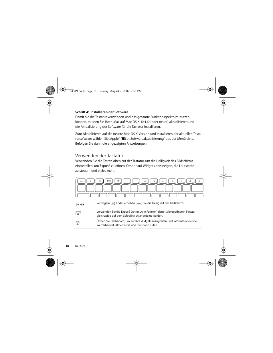 Verwenden der tastatur | Apple Wireless Keyboard (2007) User Manual | Page 18 / 48