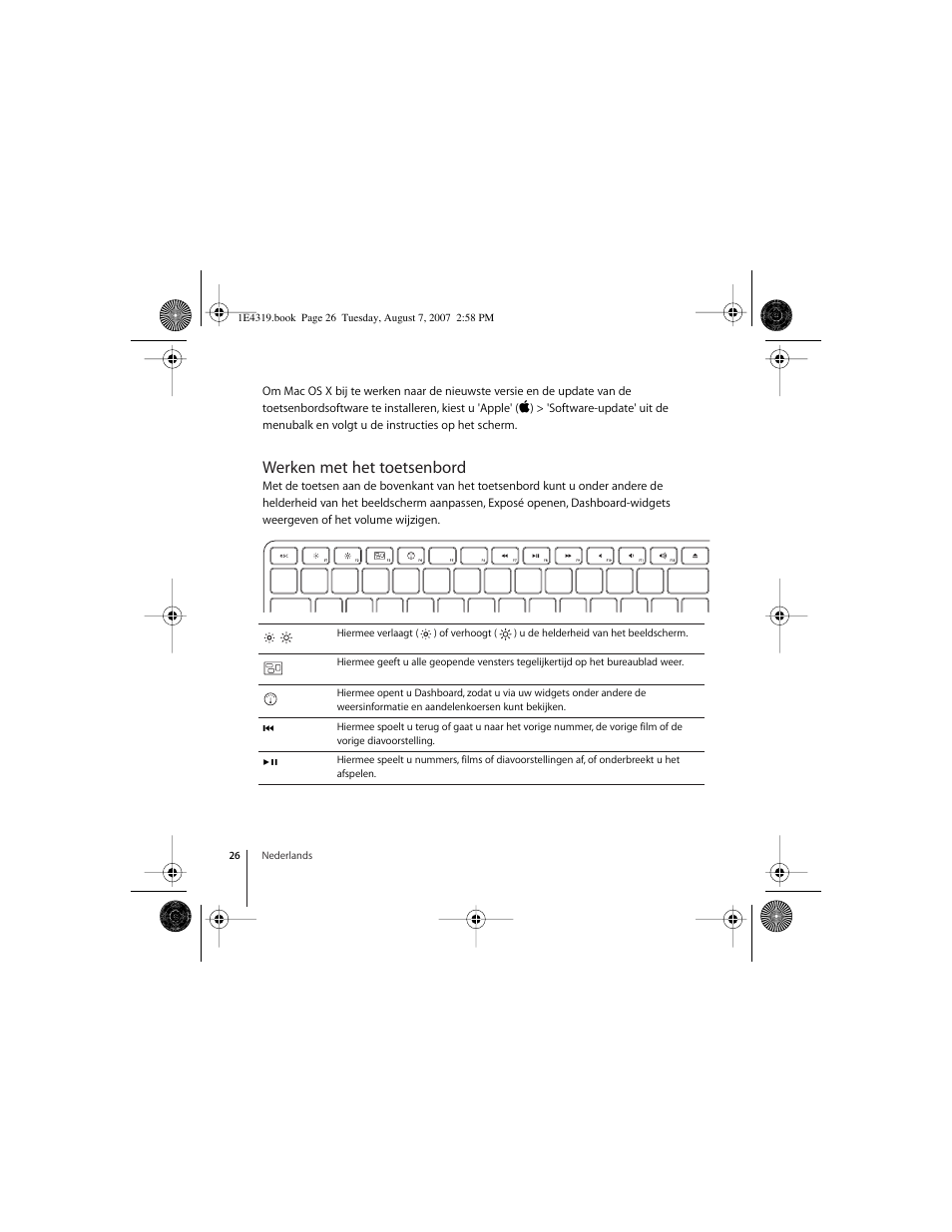 Werken met het toetsenbord | Apple Wireless Keyboard (2007) User Manual | Page 26 / 48
