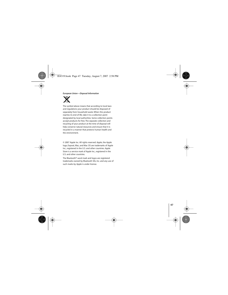 Apple Wireless Keyboard (2007) User Manual | Page 47 / 48