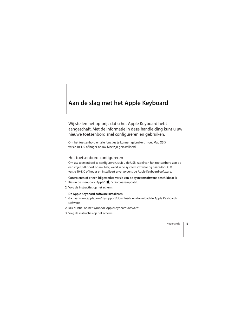 Aan de slag met het apple keyboard, Het toetsenbord configureren | Apple Keyboard (Aluminium; wired) User Manual | Page 15 / 50