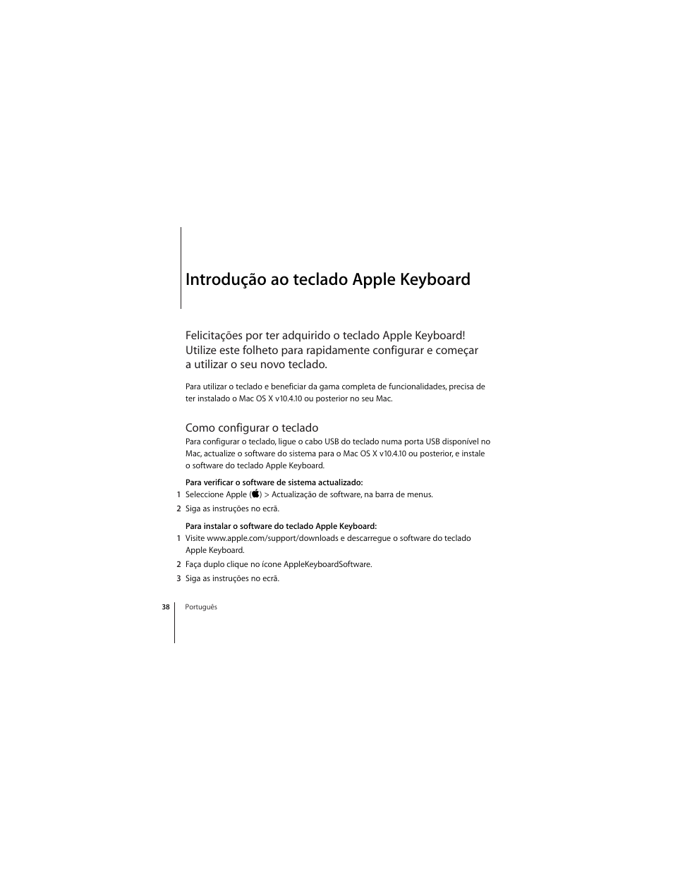Introdução ao teclado apple keyboard, Como configurar o teclado | Apple Keyboard (Aluminium; wired) User Manual | Page 38 / 50