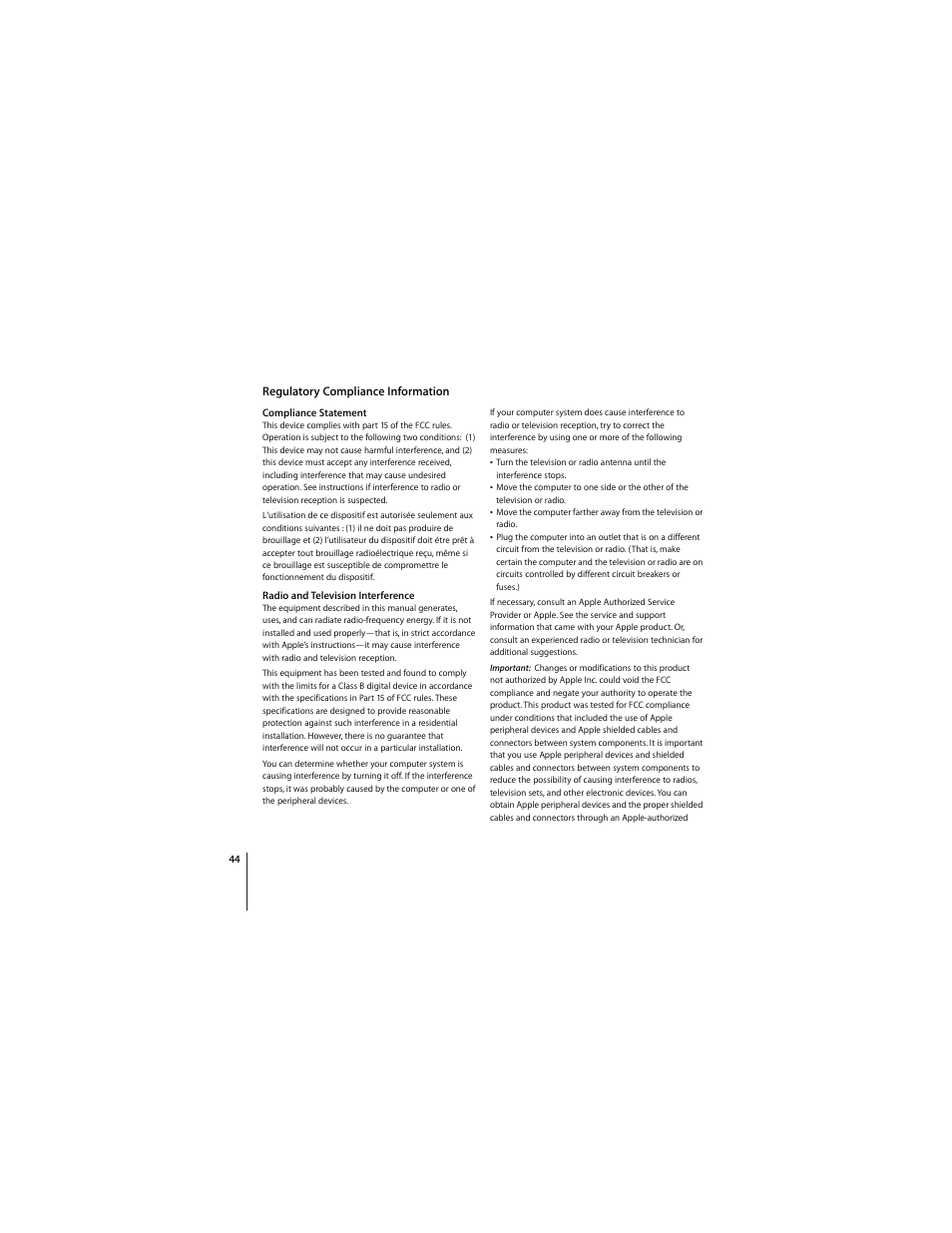 Regulatory compliance information | Apple Keyboard (Aluminium; wired) User Manual | Page 44 / 50