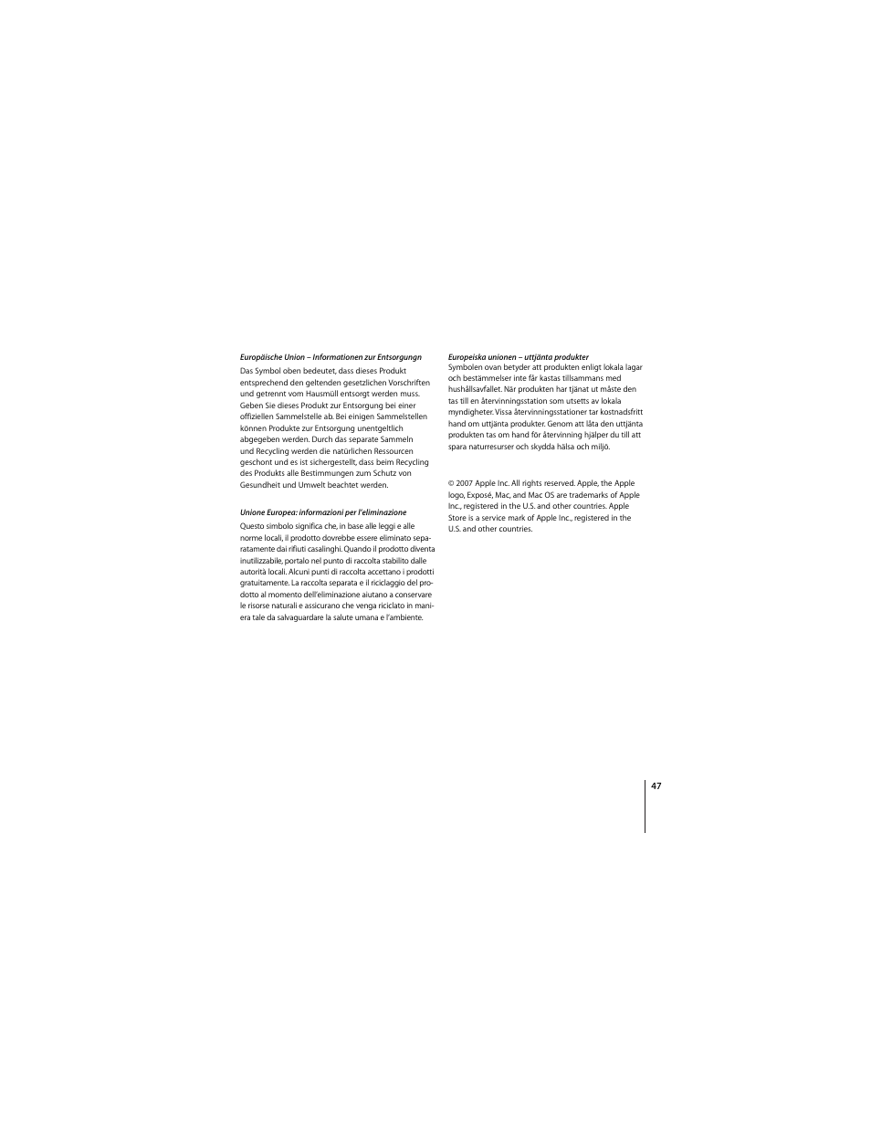 Apple Keyboard (Aluminium; wired) User Manual | Page 47 / 50