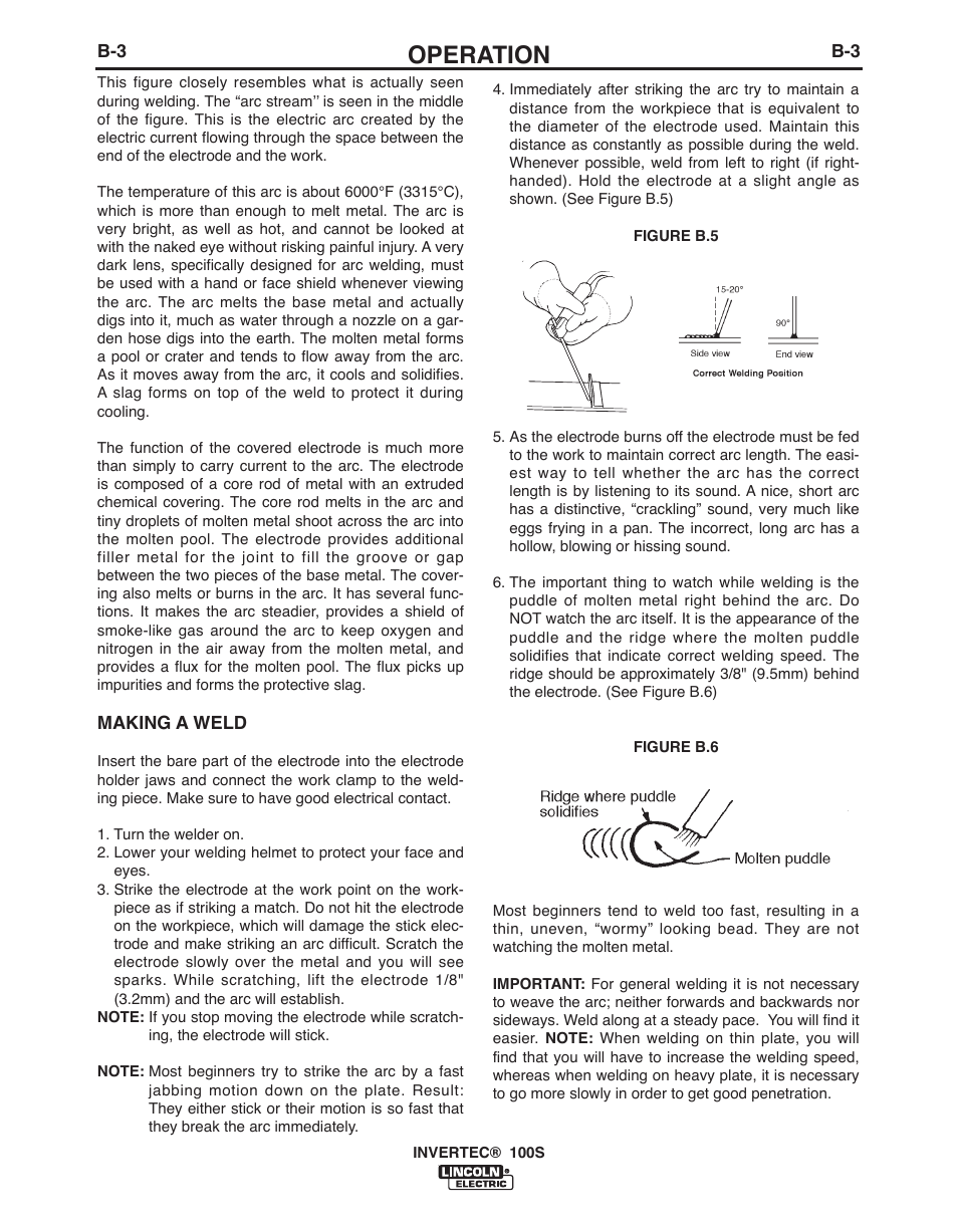 Operation | Lincoln Electric IM10060 INVERTEC 100S User Manual | Page 15 / 26