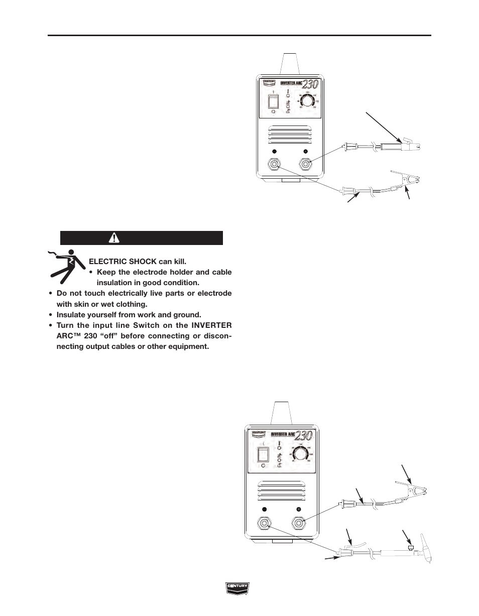 Installation, Warning | Lincoln Electric IM10008 INVERTER ARC 230 User Manual | Page 12 / 28