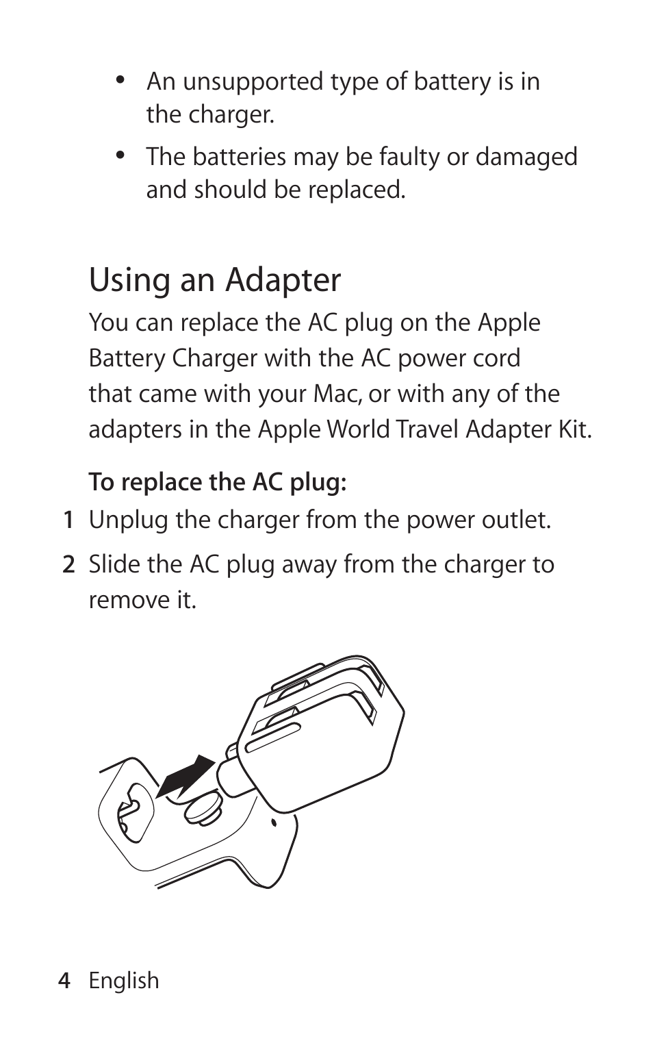 Using an adapter | Apple Battery Charger User Manual | Page 4 / 52