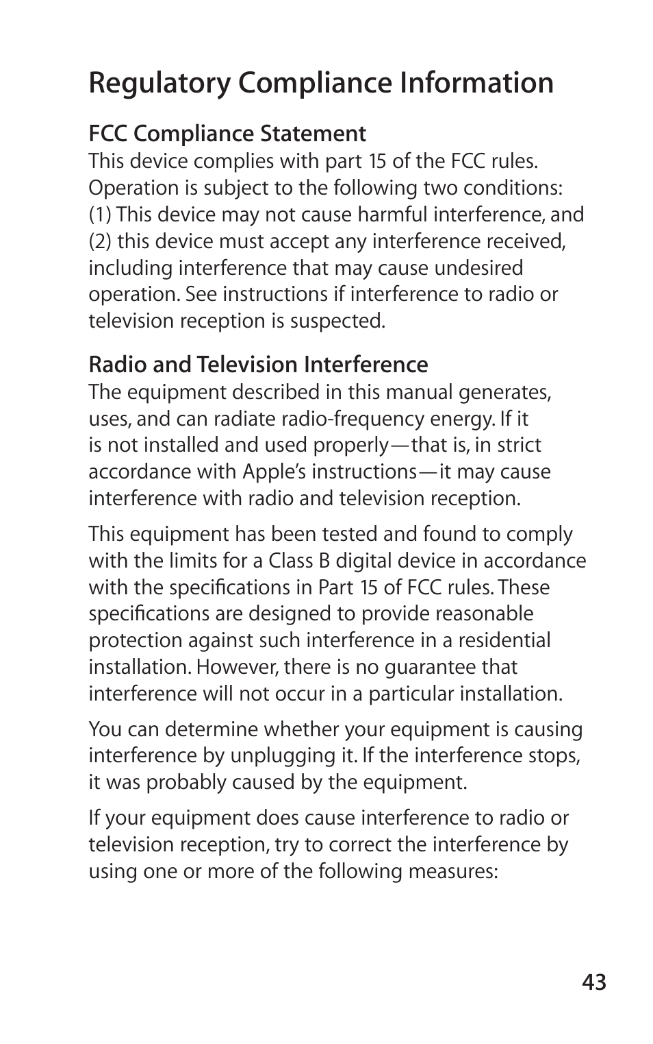 Regulatory compliance information | Apple Battery Charger User Manual | Page 43 / 52