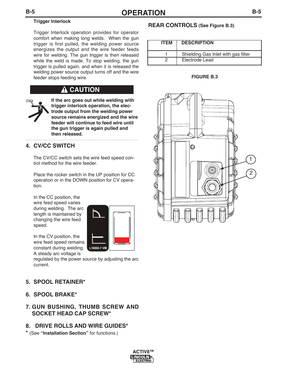 Operation, Caution | Lincoln Electric IM10085 ACTIV8 User Manual | Page 24 / 42