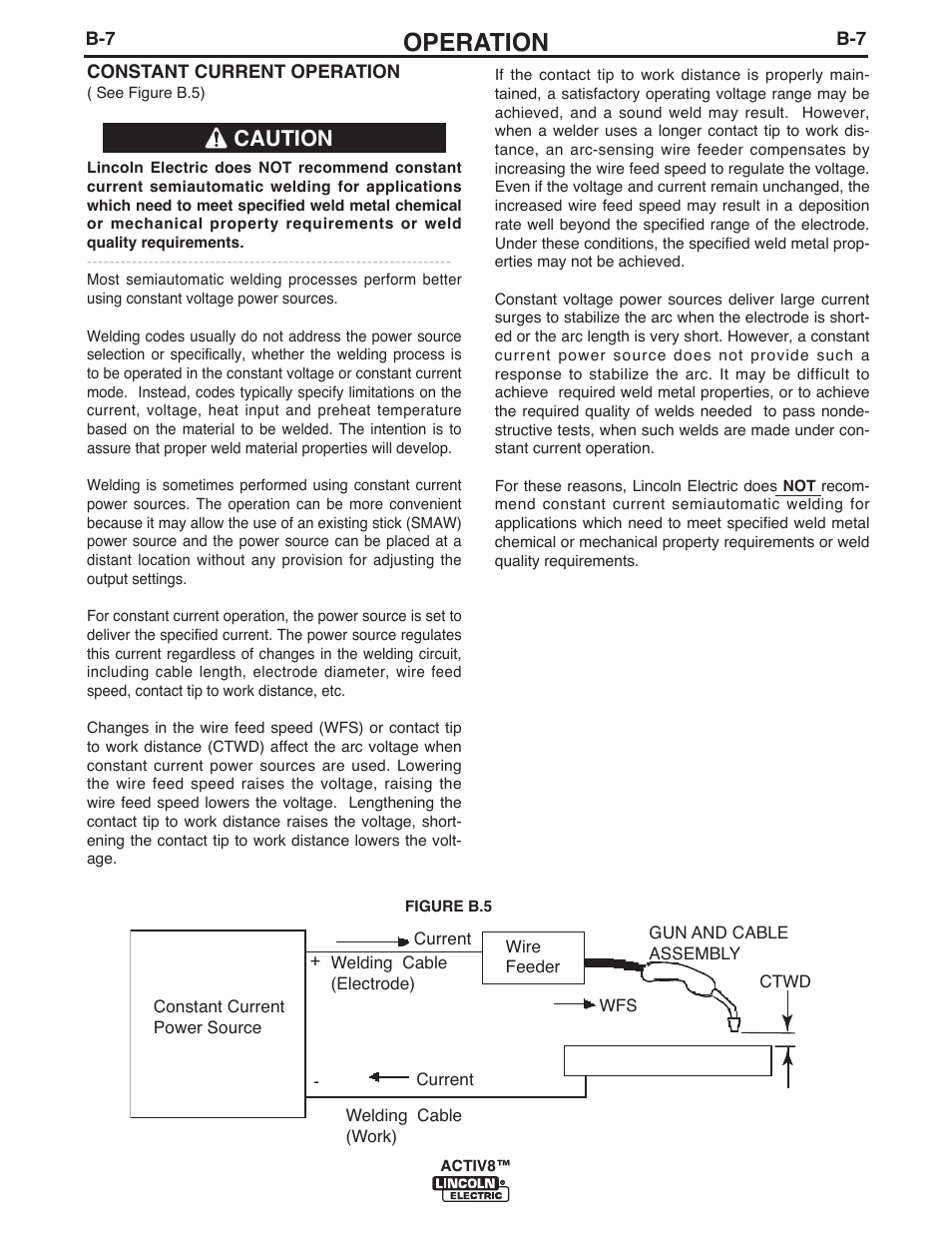 Operation, Caution | Lincoln Electric IM10085 ACTIV8 User Manual | Page 26 / 42