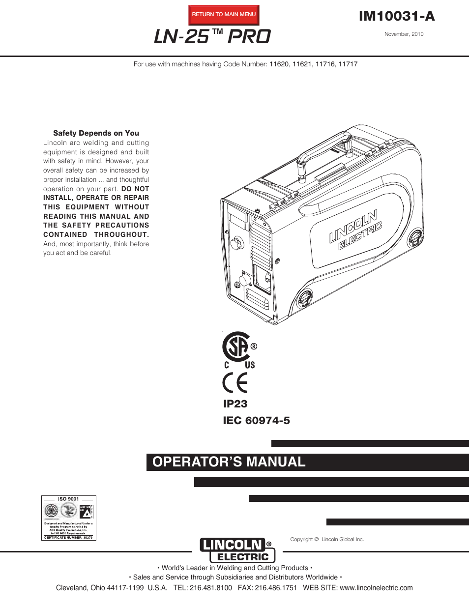 Lincoln Electric IM10031 LN-25 PRO User Manual | 43 pages